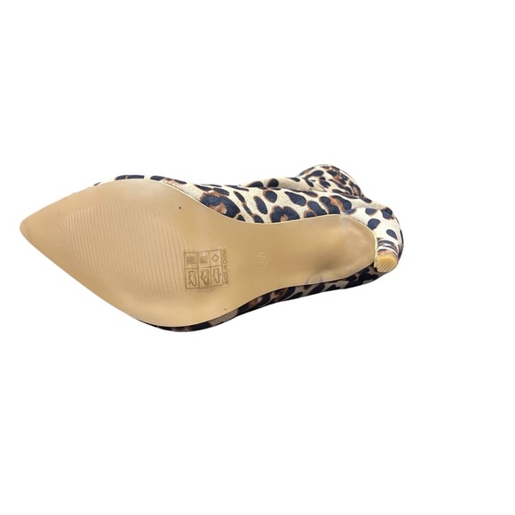 Faux suede cheetah print slouchy heel bootie - Picture 2 of 2